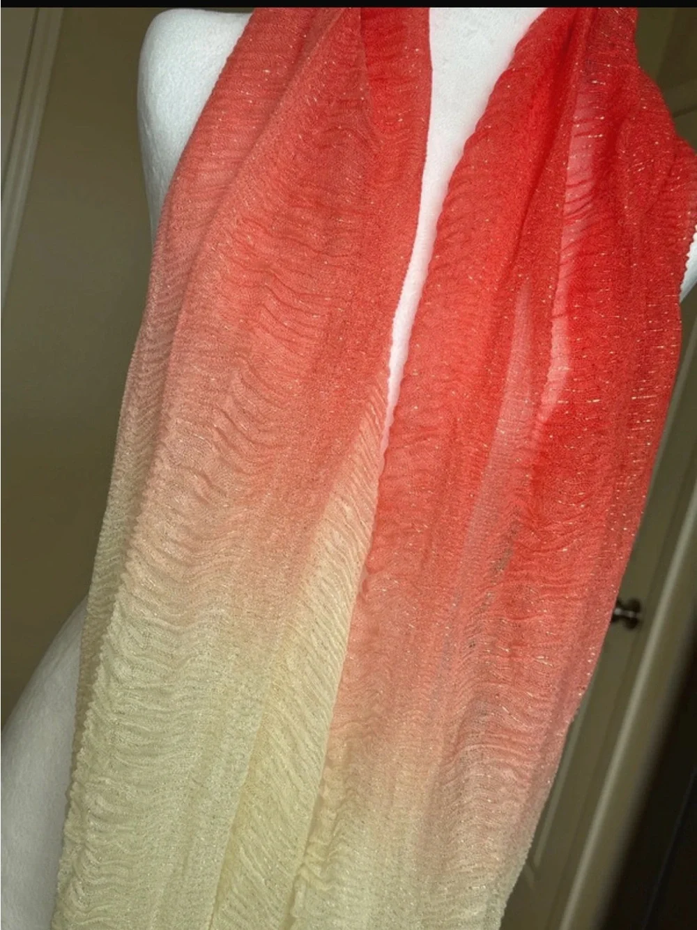 Big Buddha Ombre Red to Cream Lightweight Wrap Scarf